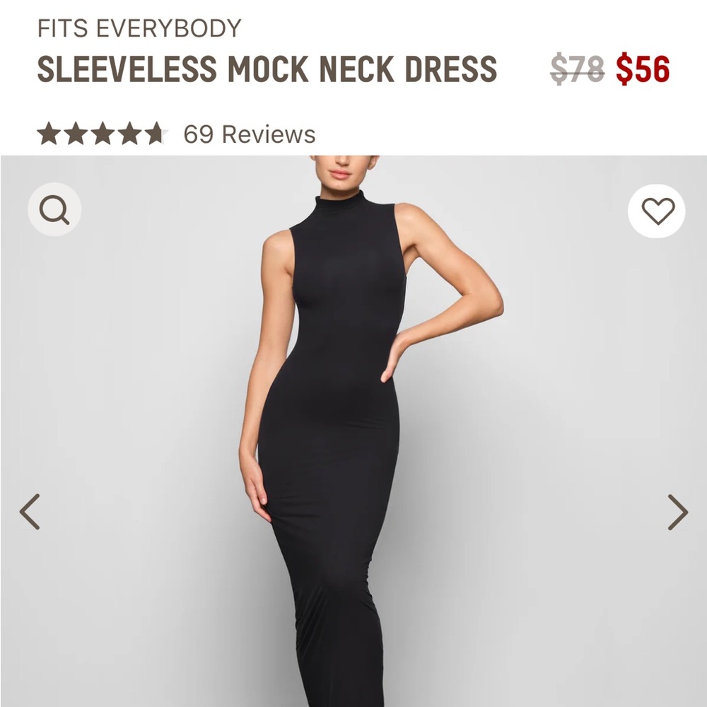Skims Onyx Mock Neck Tank Dress